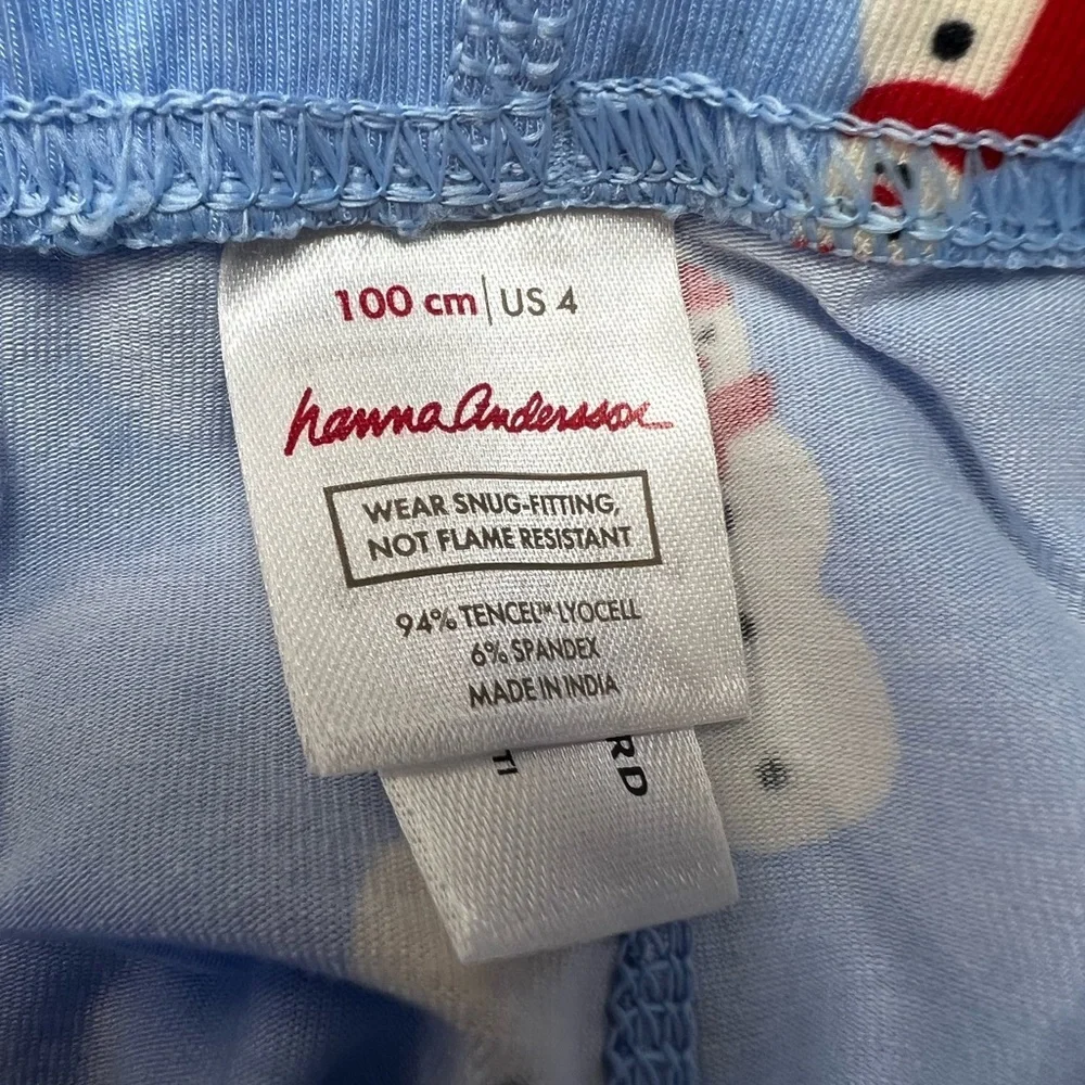 Hanna Andersson Light Blue Pajama Set with Snowman Print size 4 Soft NWT